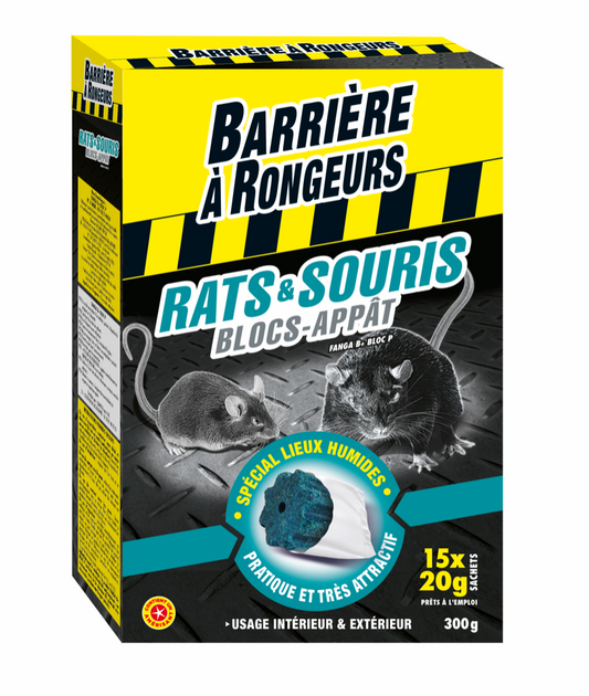 Rats & Souris Blocs-Appât X 15 Barrière à Rongeurs